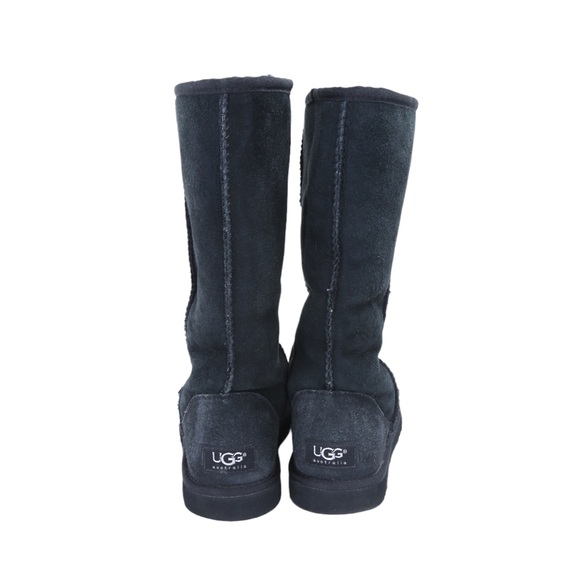 Black Suede/Shearling Mid Calf Ugg Boots in Great  Condition Size 6 - Picture 3 of 9